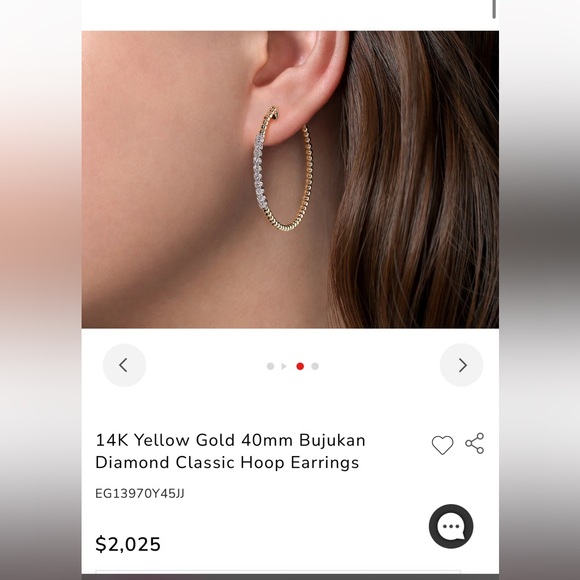 Gabriel & Co. 14K Yellow Gold 40mm Bujukan Diamond Classic Hoop Earrings - Picture 8 of 8